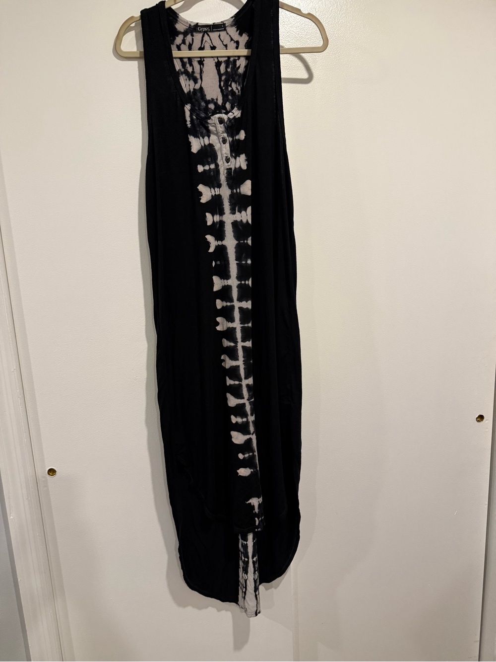 Gypsy 05 Black and Cream Tie-Dye Tank Dress size Large